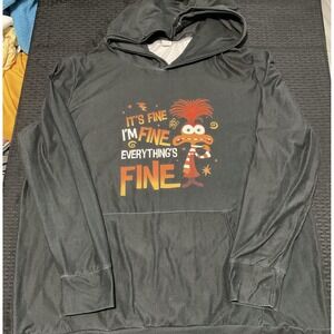 Amelia Rose Hoodie Womens L/XL Black Inside Out 2 It's Fine I'm Fine Graphic Top